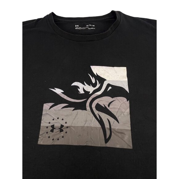 Under Armour Heatgear Mens Black Graphic Loose Fit T-Shirt XL Oversized Gothic - Picture 9 of 11